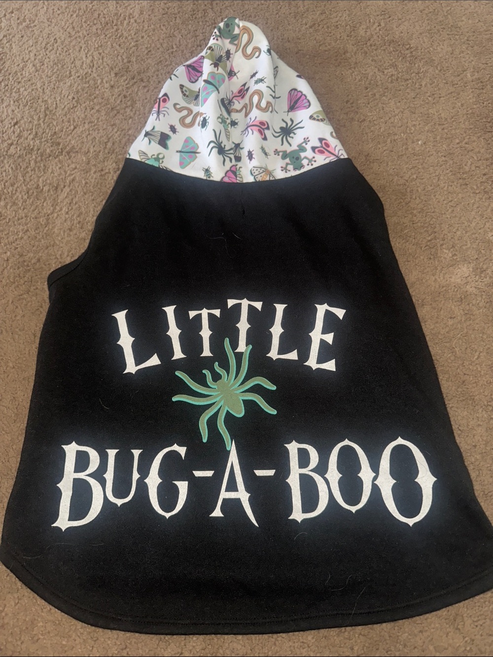 Vibrant Kids Hooded Vest - Black with White Multicolor Hood